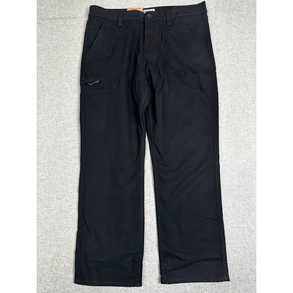 NWT Weatherproof Fleece Lined Canvas Pant 36x30 Black Relaxed Fit Stretch